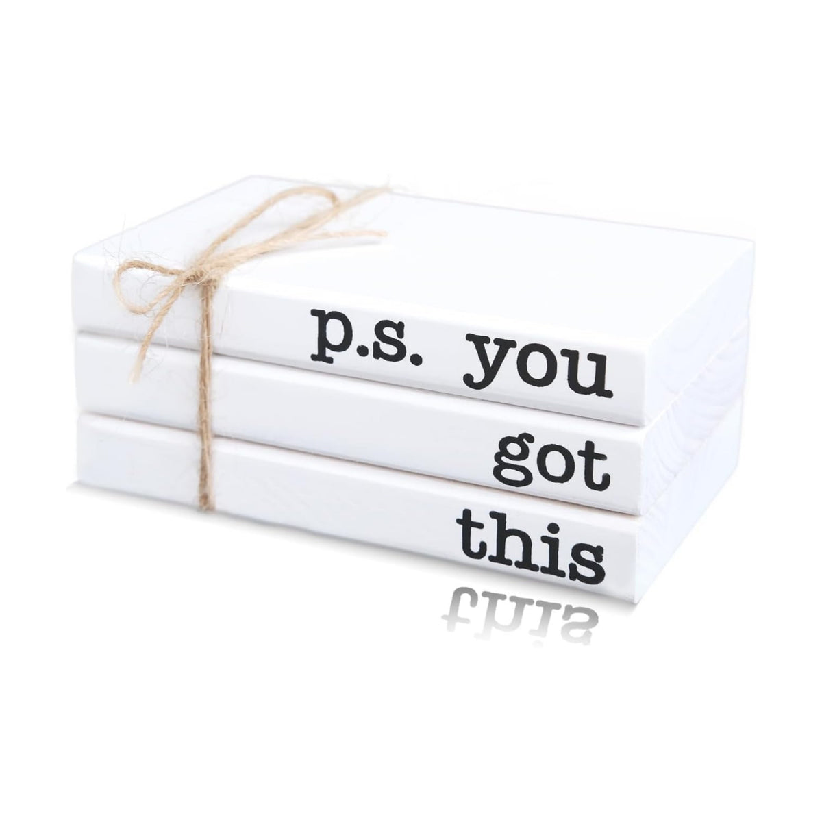 Cute Office Desk Decor, Inspirational Wooden Mini Faux Books for Decoration, Gifts for Women Kids - P.S. You Got This Sign