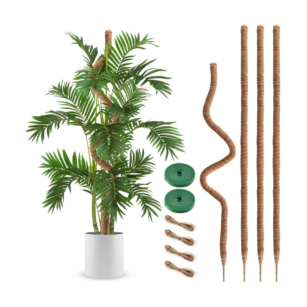 4 Pack Moss Pole 63 Inch Monstera Plant Sticks Support Tall Long Stakes | Climbing Indoor Large Bendable Handmade DIY