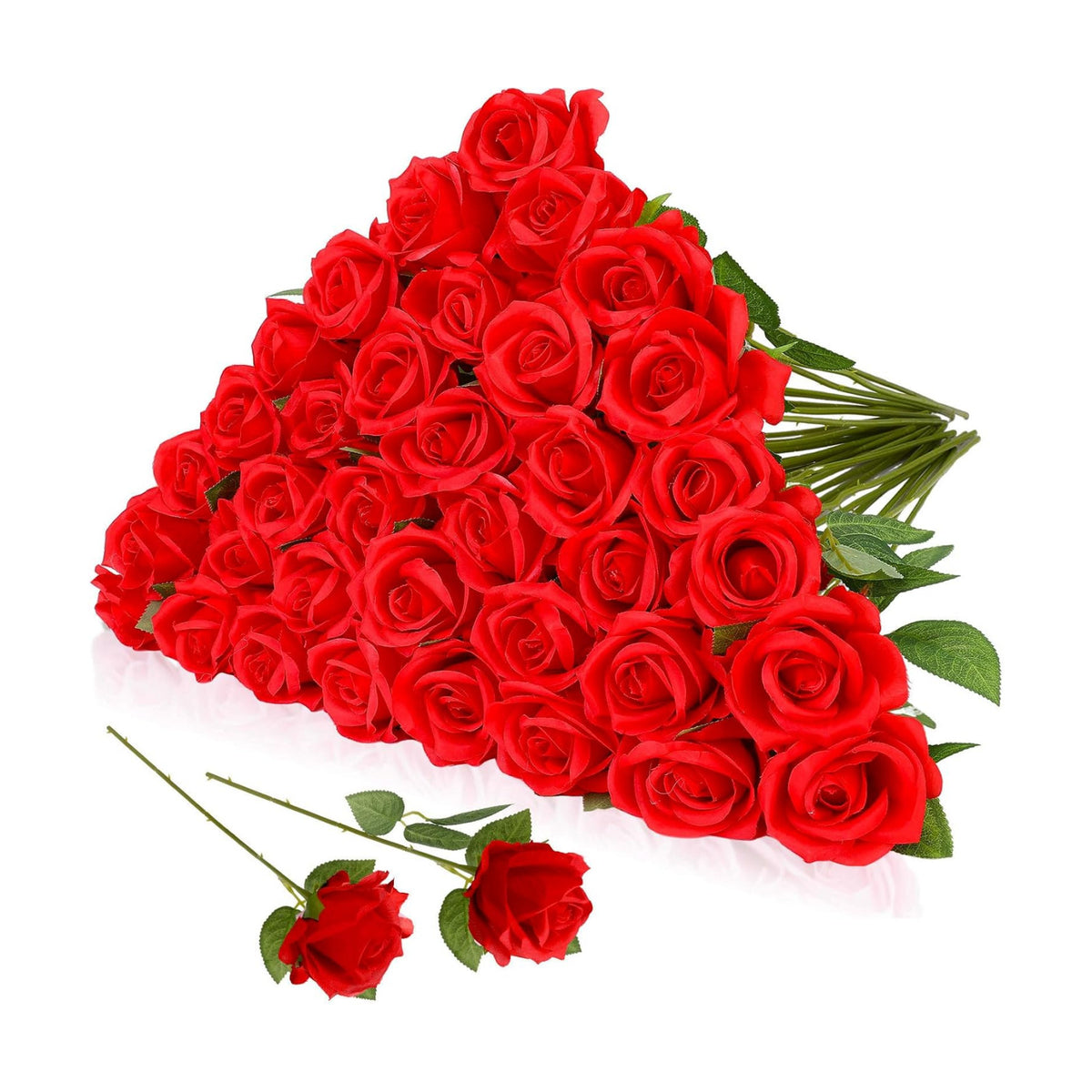 36 Pcs Silk Red Rose Bouquet Bridal Artificial Flowers