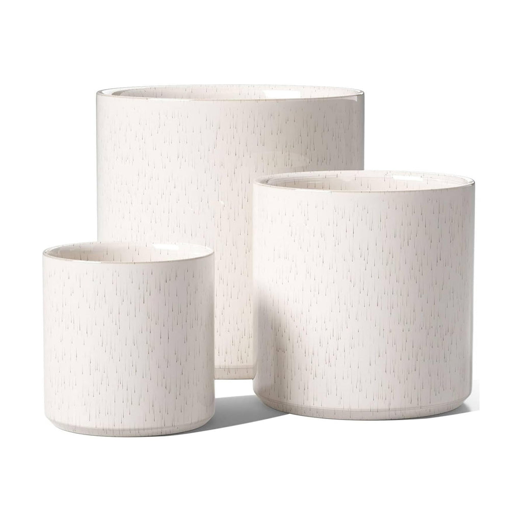 LE TAUCI 10+8+6 Inch Ceramic Pots for Plants, Indoor Planters with Drainage Hole and Plug, Modern Cylinder Flower Pots