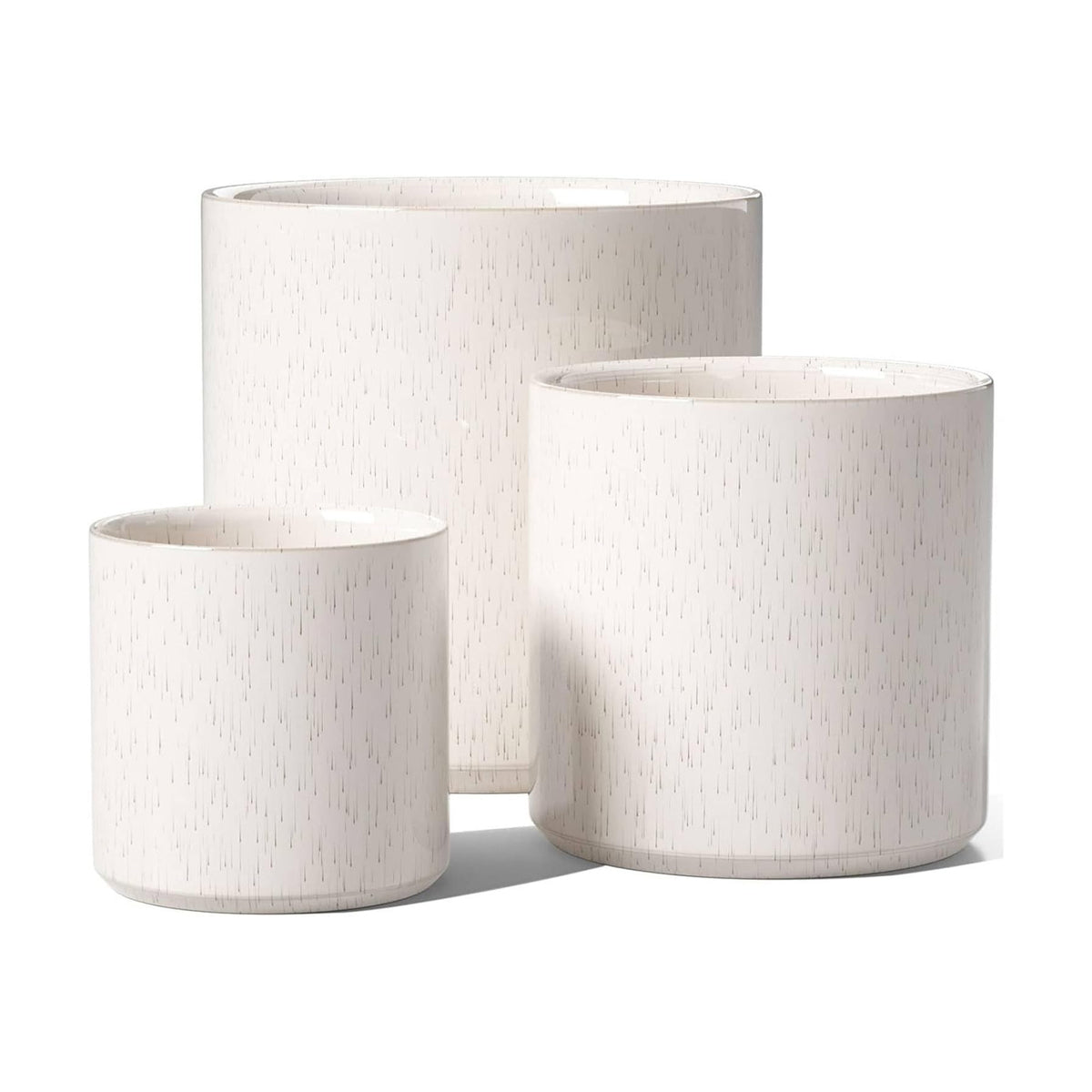 LE TAUCI 10+8+6 Inch Ceramic Pots for Plants, Indoor Planters with Drainage Hole and Plug, Modern Cylinder Flower Pots