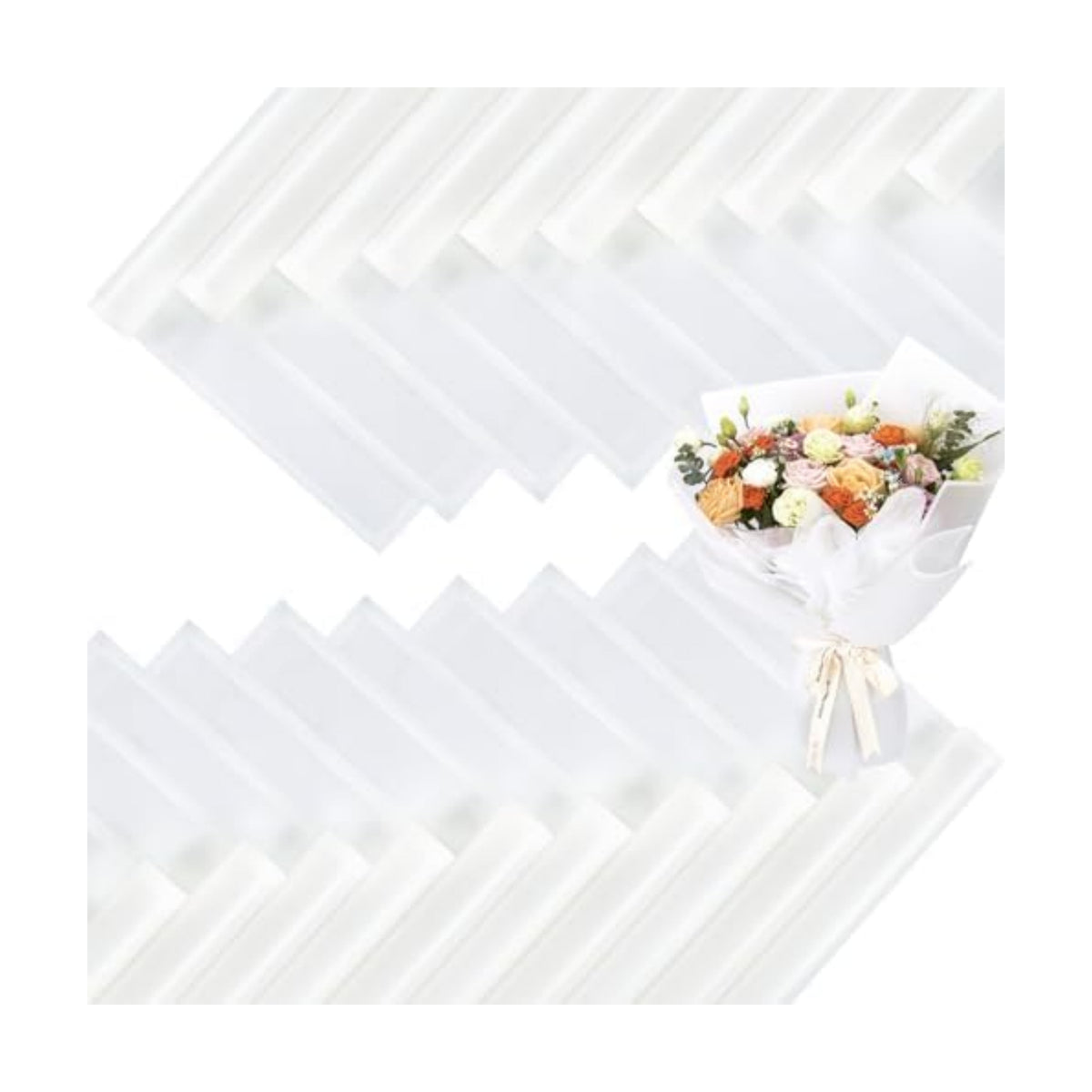 FUHITIM 20 Sheets Flower Wrapping Paper (Translucent White)