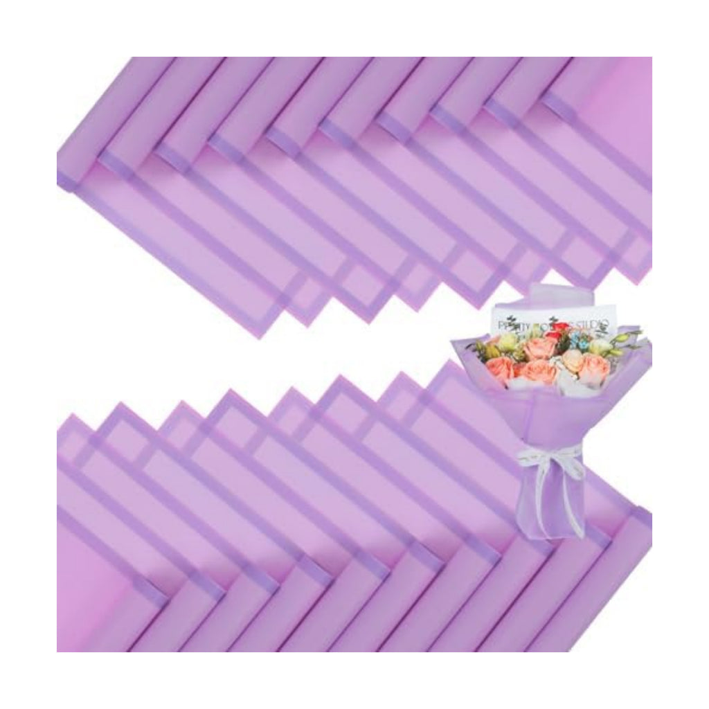 FUHITIM 20 Sheets Flower Wrapping Paper(Translucent Lilac Purple)