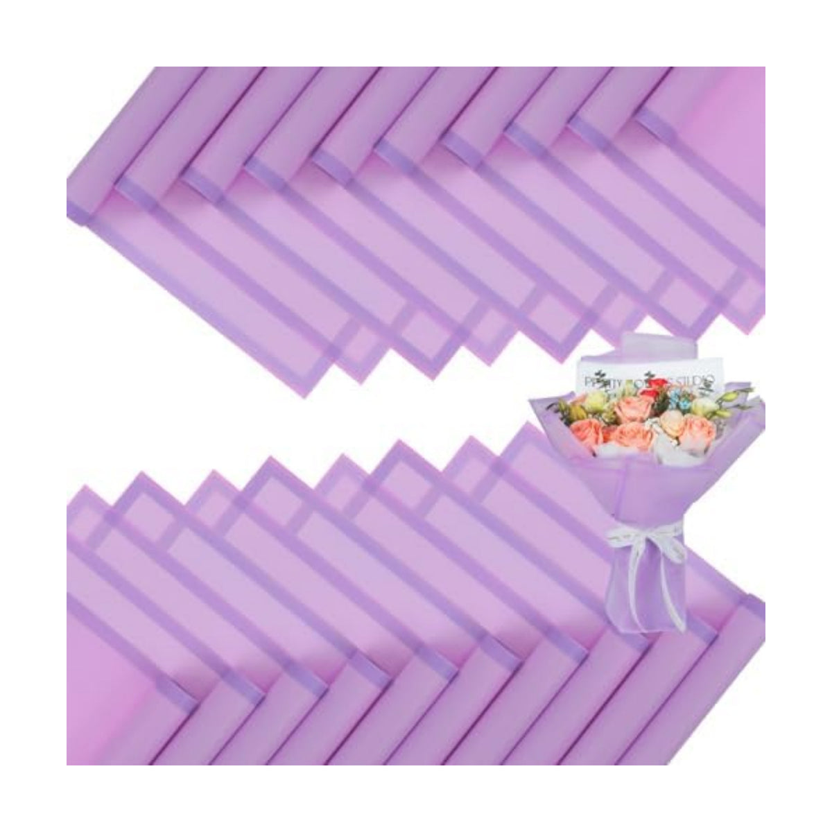 FUHITIM 20 Sheets Flower Wrapping Paper(Translucent Lilac Purple)