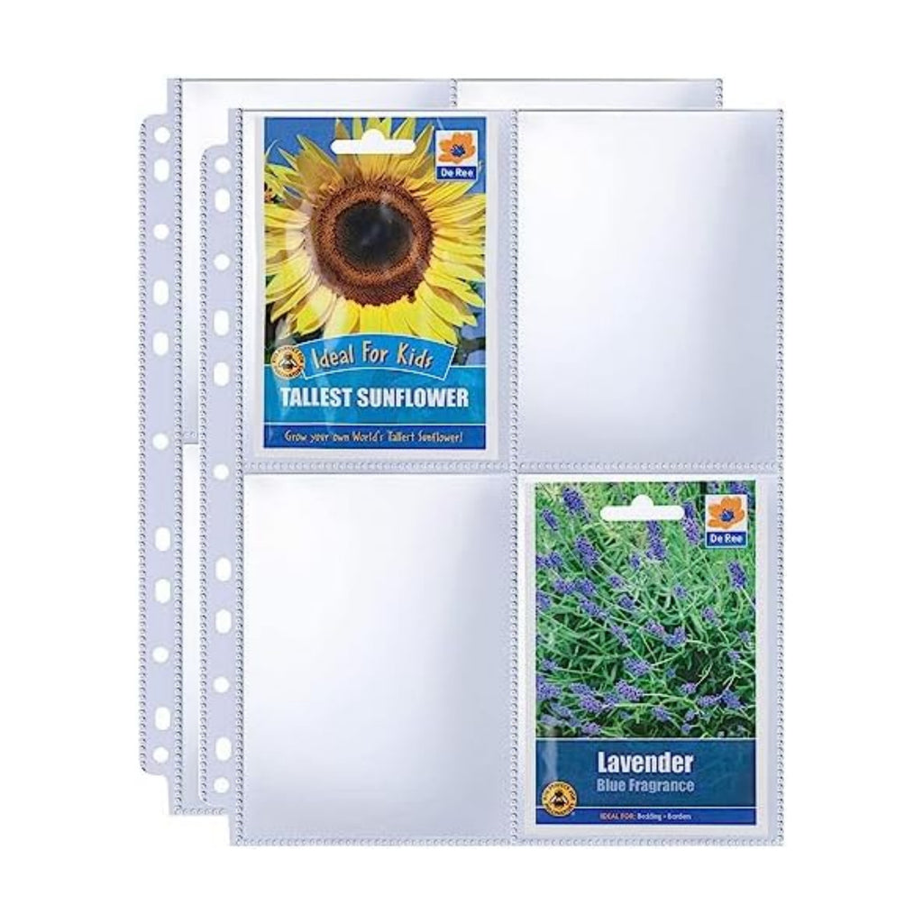 480 Pockets 3.5x5” Seed Packet Sleeves, 60 Pack Double Sided 4 Pocket Seed Organizer Sheet,Heavy Duty Garden Seeds Storage Pages for 3 Ring Binder, 8.5x11” Top Loading Clear Photo, Index Card Sleeves