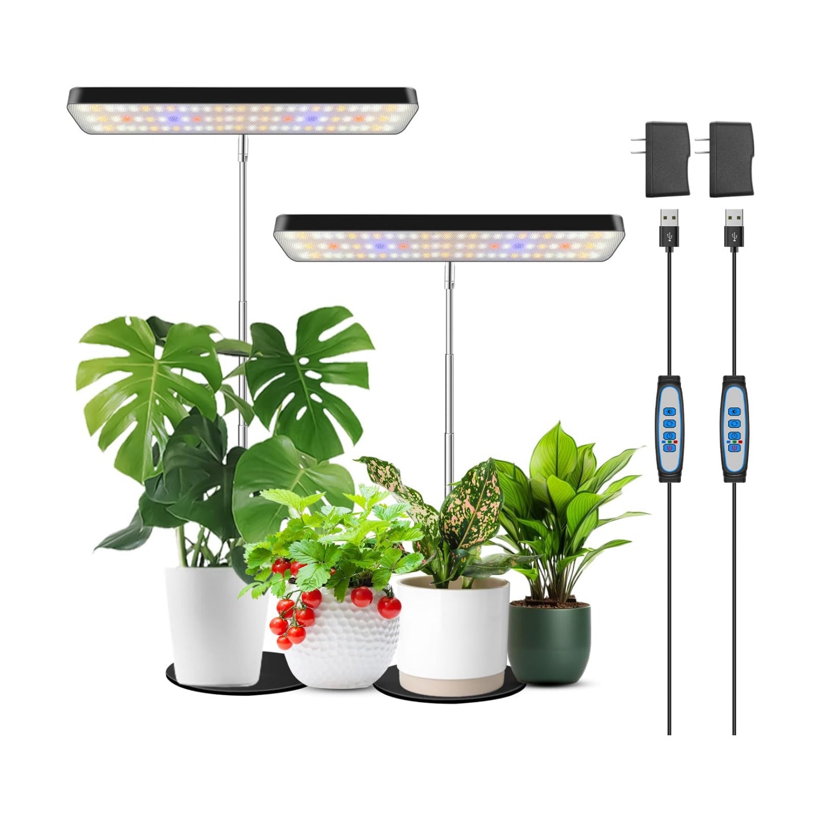 Wiaxulay Grow Light, 11in Full Spectrum Plant Lights for Indoor Growing 15W | 2 Pack Desk Grow Lamp for Seed Starting