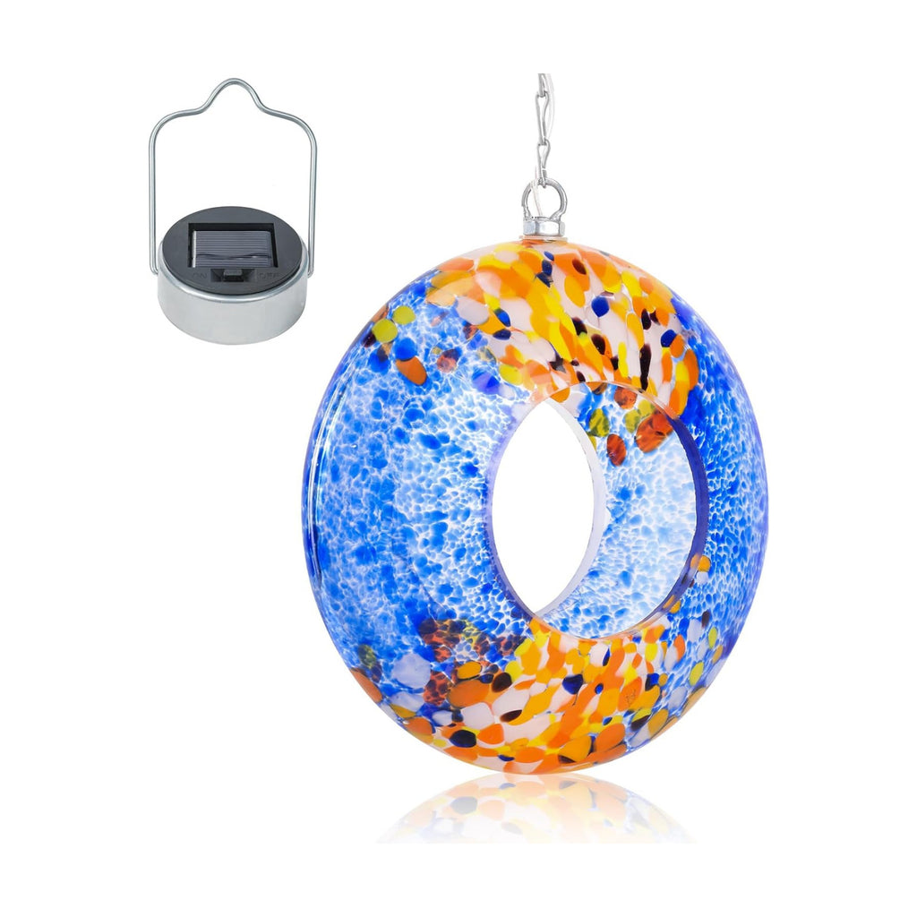 VCUTEKA Glass Bird Feeder, Fly Through Solar Birdfeeders for Garden Decor