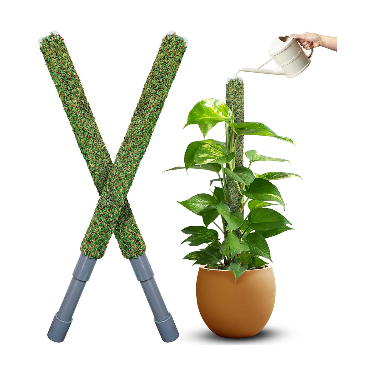 DUSPRO Self-Watering Natural Green Forest Moss Pole, 2pcs 23''
