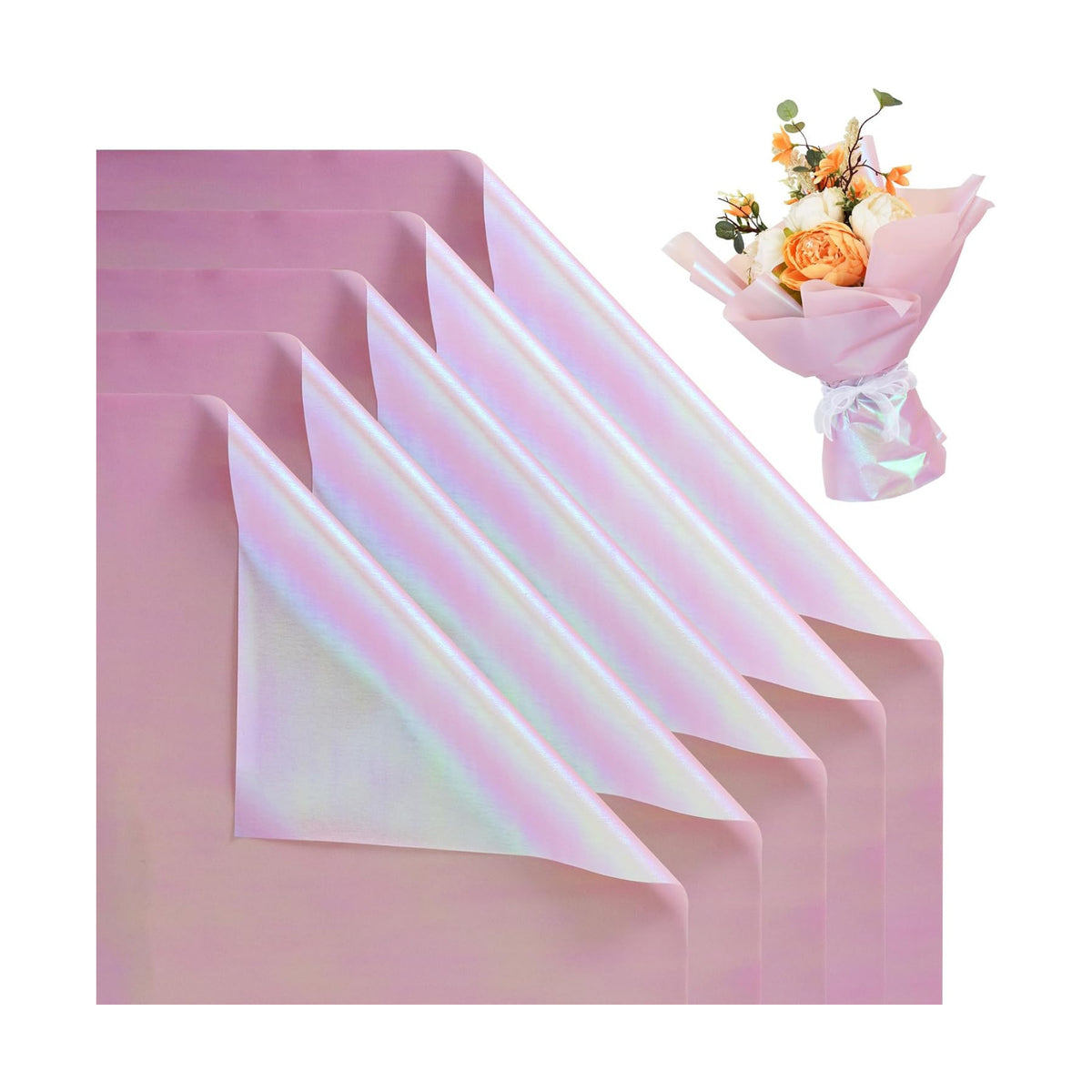 BEISHIDA 20 PCS Purple Floral Wrapping Paper-Iridescent Waterproof Flower Wrapping Paper Bouquet for Florist Supplies, DIY Crafts, Gift Packaging, Wedding, Birthday Gift