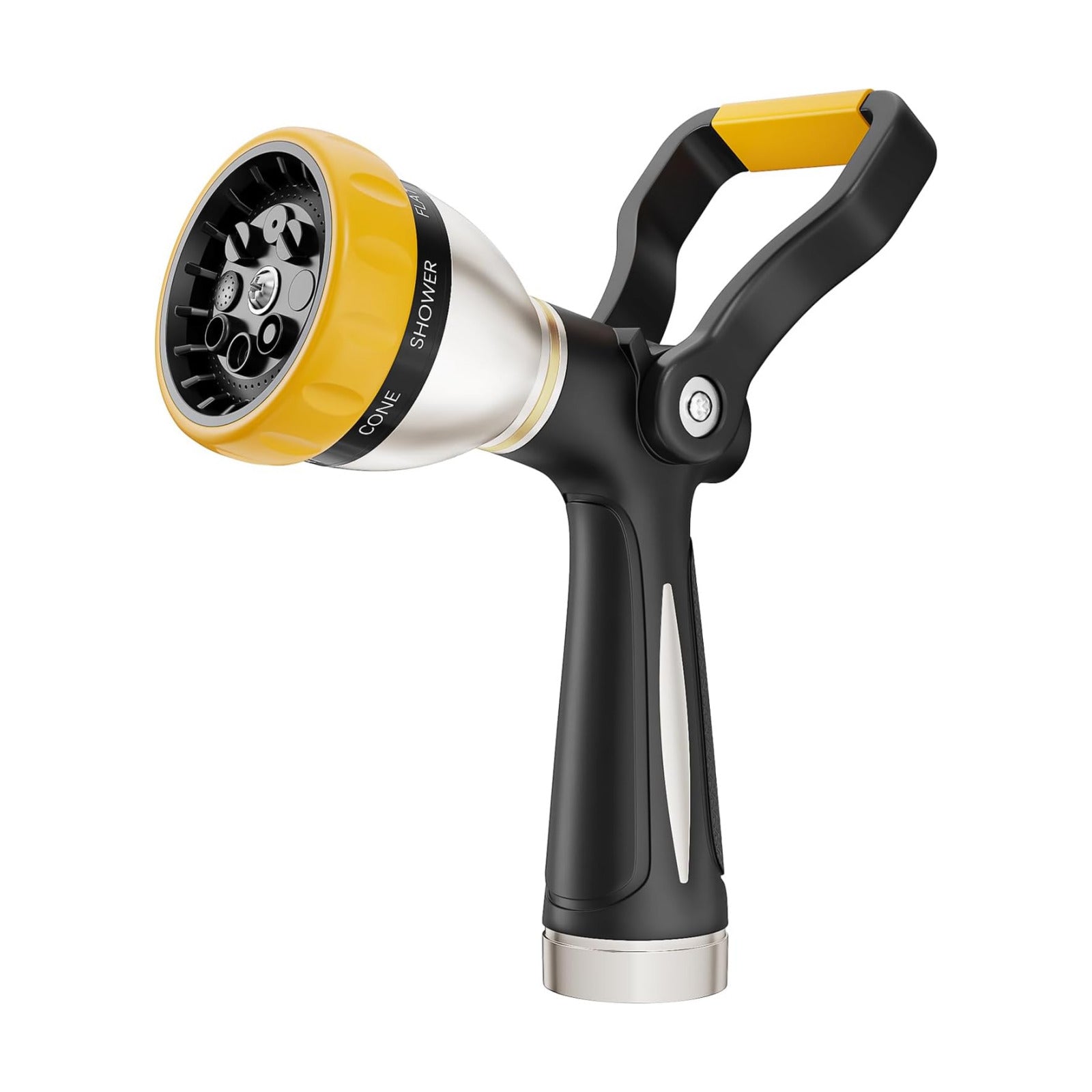 FANHAO Fireman Style Garden Hose Nozzle Heavy Duty Metal, 8 Spray Patterns | Large Lever Control, Non-Slip Ergonomic