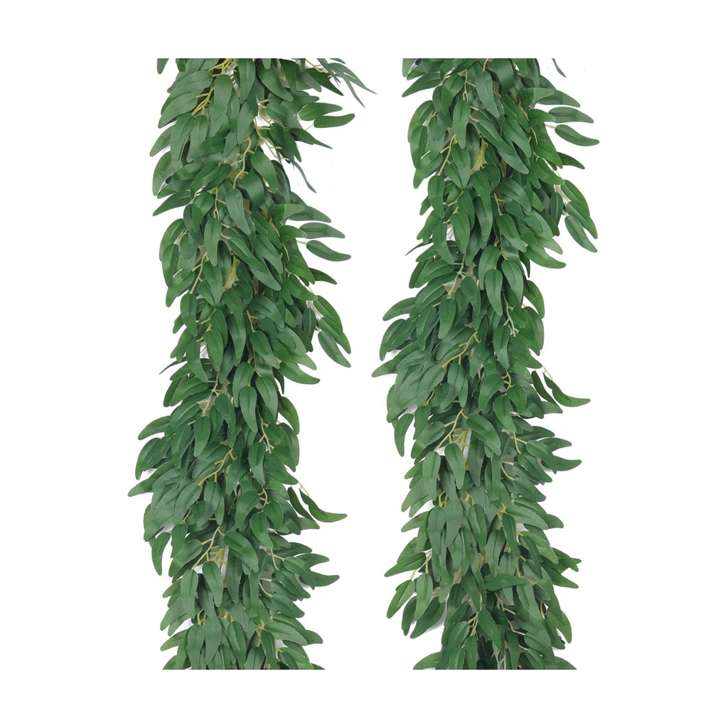 RECUTMS 2P Artificial Willow Leaves Vine Twig 6.2Ft Thick Silk Leaf Garland