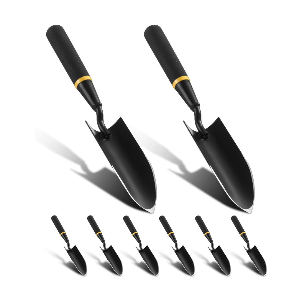 8 Pcs Garden Hand Trowel Heavy Duty Carbon Steel Garden Shovels Tools with Resin Rubberized Handle for Camping