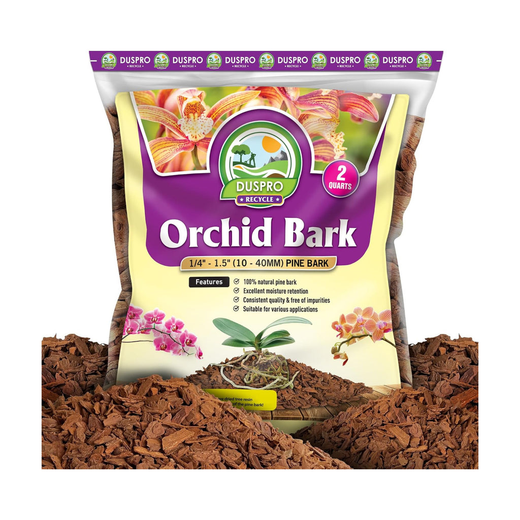 DUSPRO Orchid Bark for Plants, Natural Pine Bark for Orchid Repotting, 2 QT