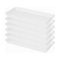 VUWEZ 6 Pack Plastic Plant Tray Saucer, Rectangular, Indoors Outdoor, Water Drip Tray for Flower Pot, Windowsill (6.5 x 13 Inch, Cream White)