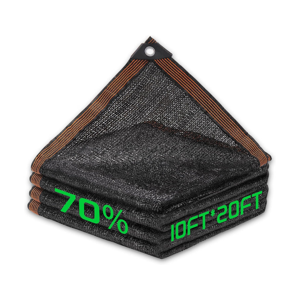 70% Shade Cloth, 10FTx20FT HDPE Mesh Tarp with Reinforced Grommets, Outdoor Sun Shade Net for Greenhouse, Plants