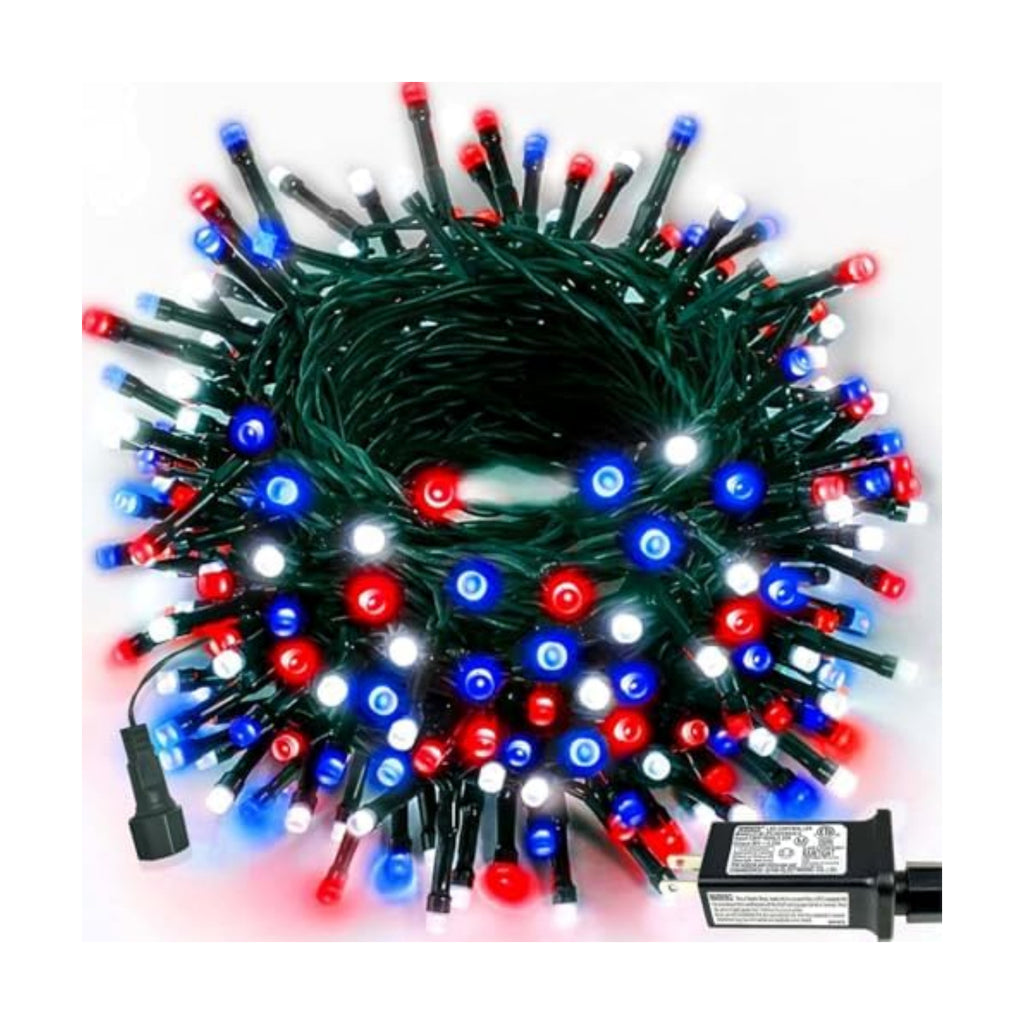 75.8FT 200 LED Red White and Blue Christmas String Lights Indoor Outdoor