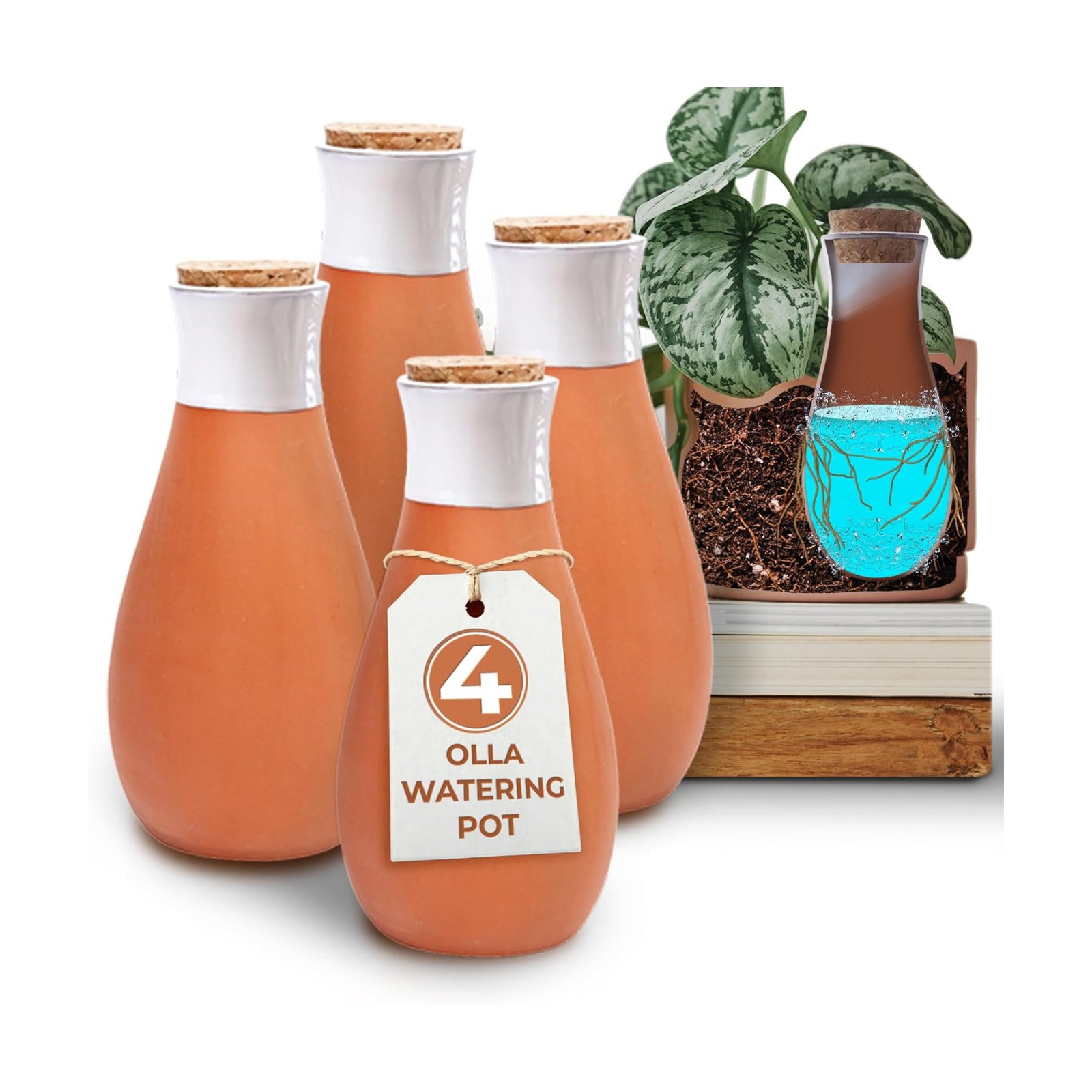 Plant Self Watering Globes - Terracotta Watering Spikes - Slow Release Olla Watering Pots - Drip Irrigiation Olla System