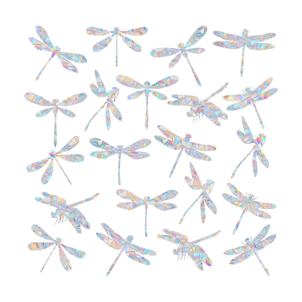 22 Pcs Dragonfly Window Clings - Anti-Collision Window Decals to Save Birds from Window Collisions,Non Adhesive Prismatic Vinyl Window Clings, Rainbow Stickers