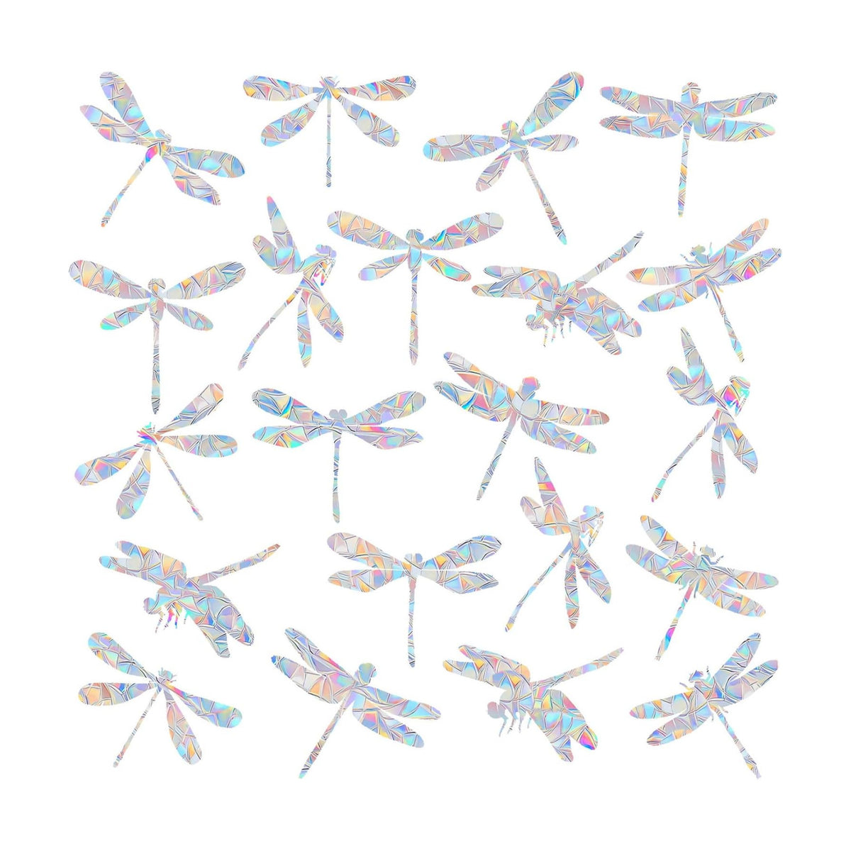 22 Pcs Dragonfly Window Clings - Anti-Collision Window Decals to Save Birds from Window Collisions,Non Adhesive Prismatic Vinyl Window Clings, Rainbow Stickers