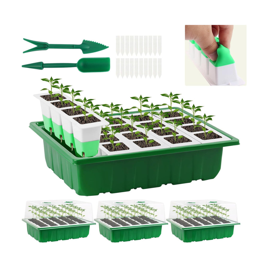 Sondiko Seed Starter Tray with Soft Silicone Cells, 80-Cell Starter Kit | Reusable Seedling Starter Trays with Humidity