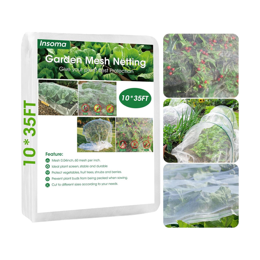 10x35Ft Garden Netting for Raised Bed, Thickened 60 Mesh Bird Netting for Garden Protection, Mesh Insect Row Covers for