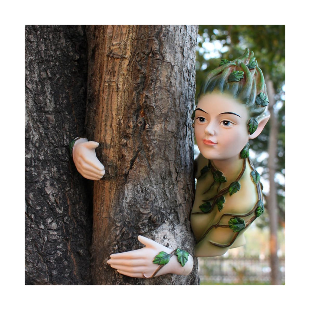 Outdoor Statues Decoration Fairy Tree Hugger Face Sculpture Peeker Courtyard Decoration Fairy Garden Ornament Figurines Art Yard Tree Hugger