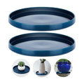 2 Pcs 10 Inch Ceramic Plant Saucer Outdoor Indoor Plant Tray Round Flower Pot Drip Trays Blue Flower Drainage Glazed