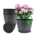 Quarut Large 12 Inch Plant Pot for Plants Outdoor Indoor, 4 Pack Plastic Flower Pots with Drainage Hole & Saucer