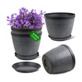 Quarut 4 Pack 15 Inch Large Planter Pot for Plants Outdoor Indoor, Plastic Flower Pots with Drainage Hole & Saucer