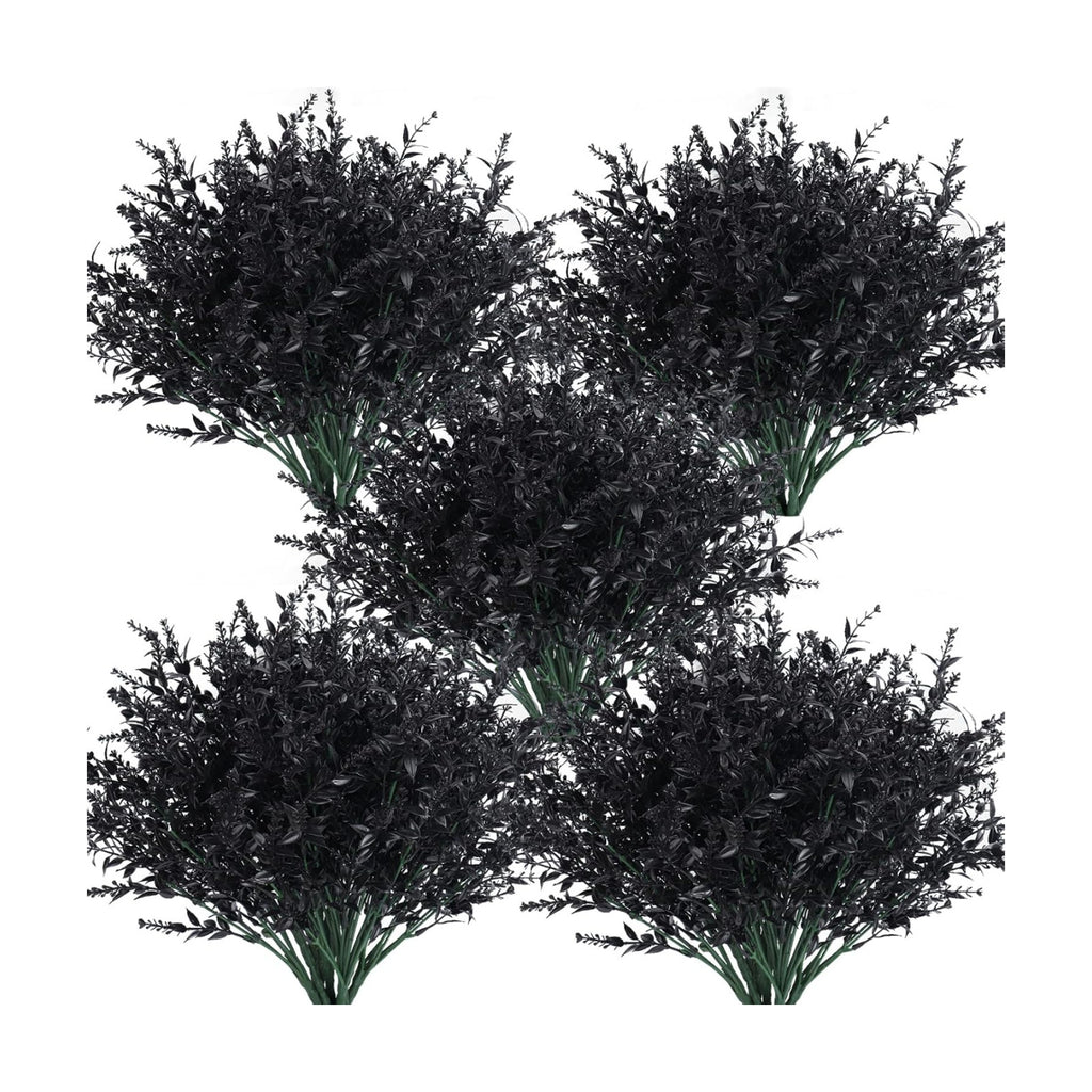 RECUTMS Black Artificial Flowers,Fake Outdoor UV Resistant Plants 36 Packs