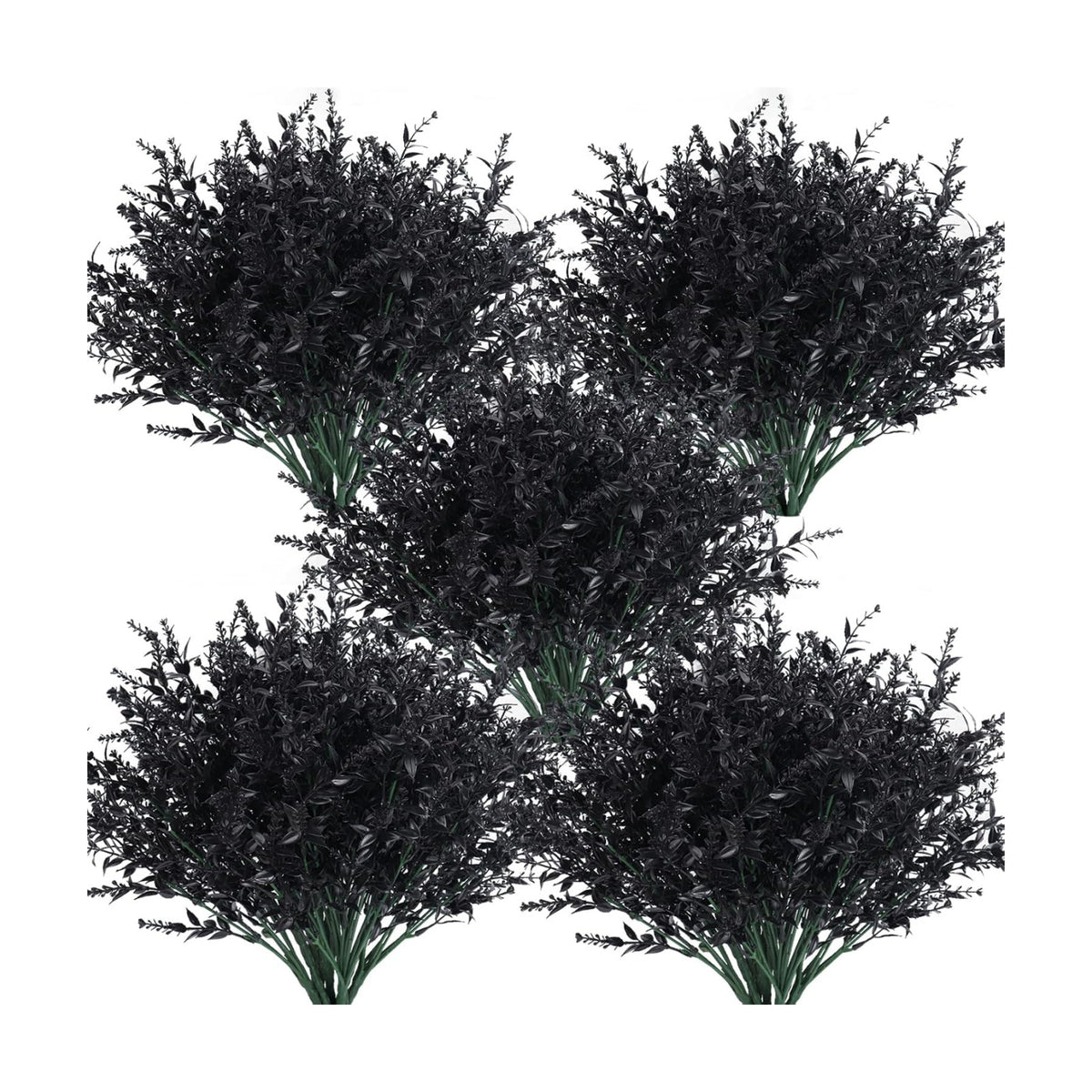 RECUTMS Black Artificial Flowers,Fake Outdoor UV Resistant Plants 36 Packs