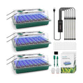 Seed Starter Tray with Grow Light, Humidity Dome, 3 Pack 120 Cells | Seedling Tray Kit with Vented Dome & Drainage