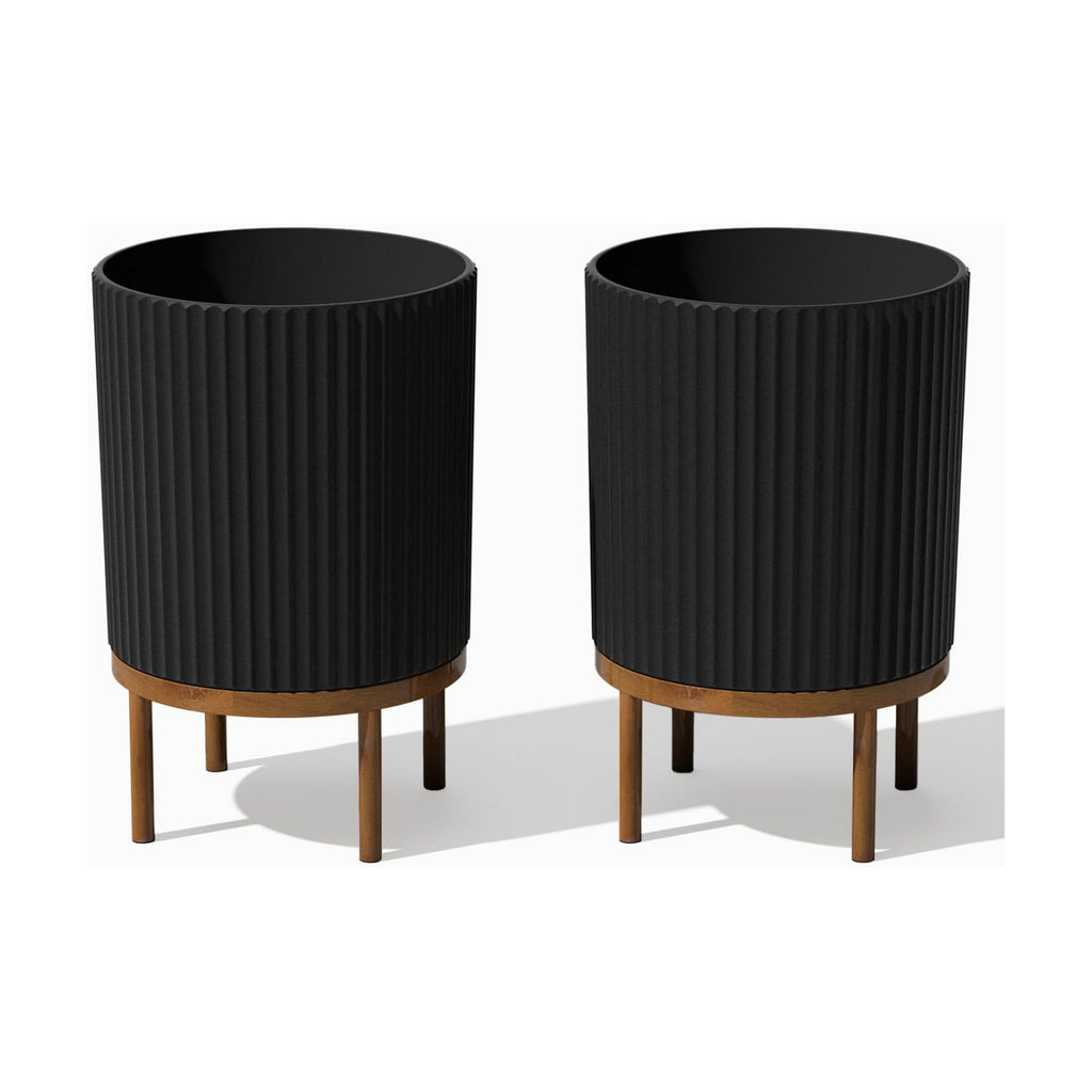 Veradek Demi Series Raised Planter - Round Planter with Stand | Made From a Durable Plastic-Stone Composite & Comes