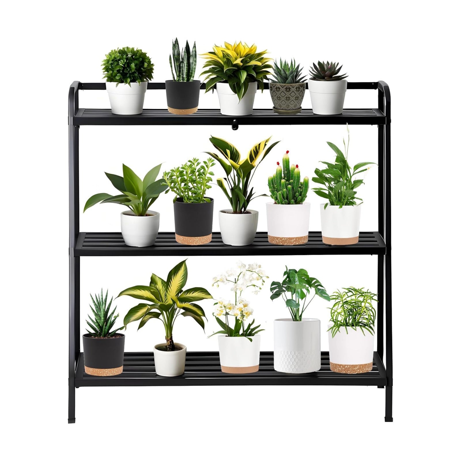 Aluminum Plant Stand Outdoor 3-Tier Rustproof, Extra Large | Heavy-Duty Metal Tiered Plant Rack, Waterproof Rustproof