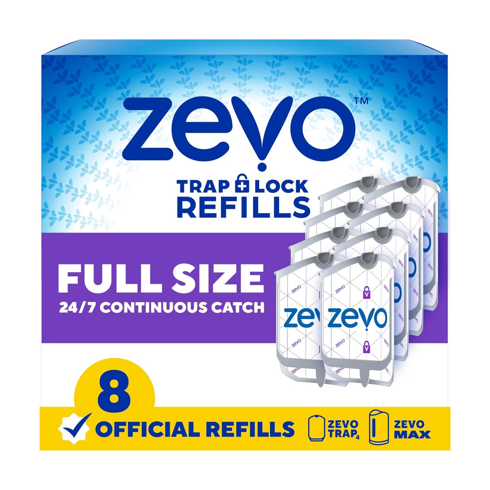 Zevo Flying Insect Trap Refill Cartridges for Fruit Flies & Gnats, 8 Count | Fits Zevo MAX & Zevo Flying Insect Trap