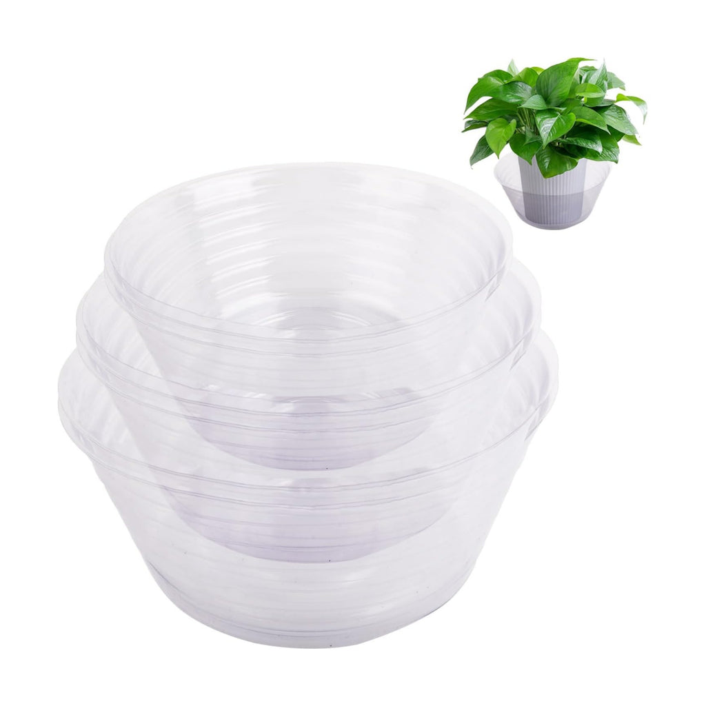 18 Pcs Clear Plastic Plant Saucers for Flower Pots(6, 8, 10 Inch) | Clear Deep Drip Trays, Thickened Saucers for Pots