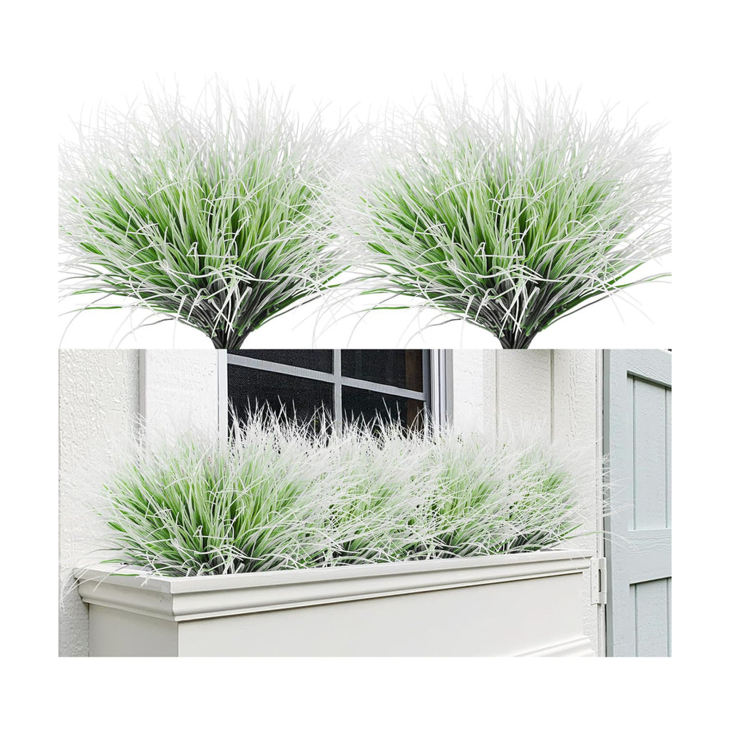 RECUTMS Artificial Grass for Outdoor Planters White Outdoor Greenery Stem