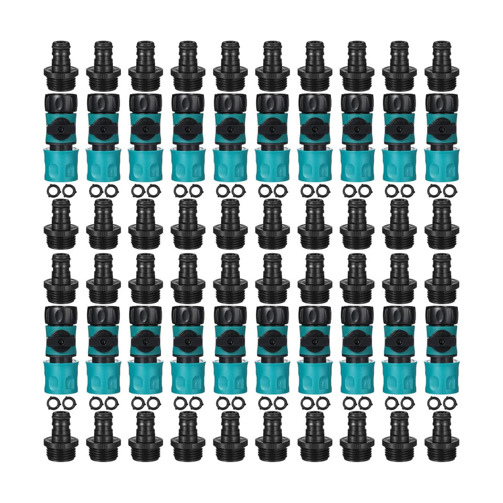 Threlaco 20 Pack Garden Hose Quick Connect with Shut Off Valve,3/4" Plastic Water Hose Connector Fittings,40 Male