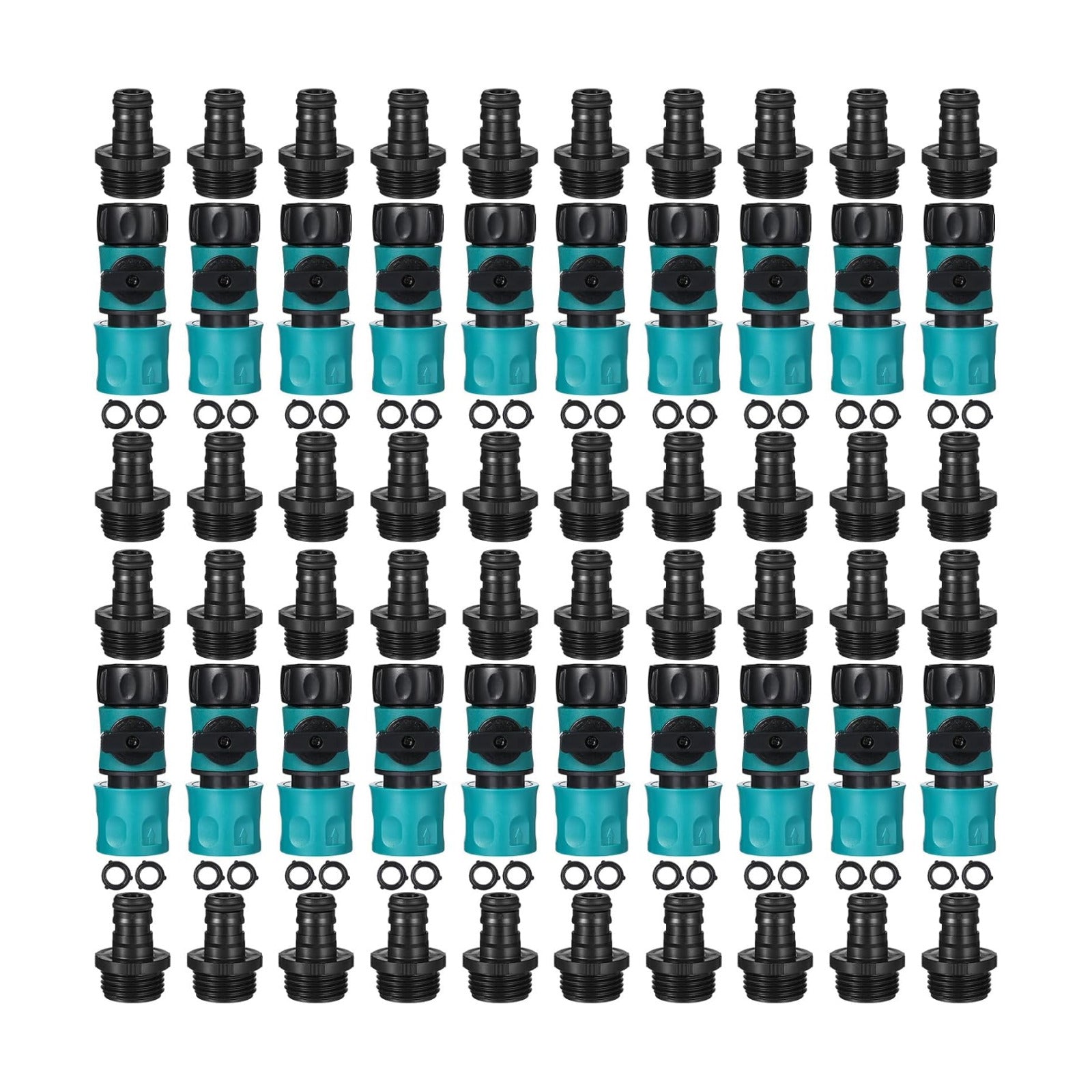 Threlaco 20 Pack Garden Hose Quick Connect with Shut Off Valve,3/4" Plastic Water Hose Connector Fittings,40 Male
