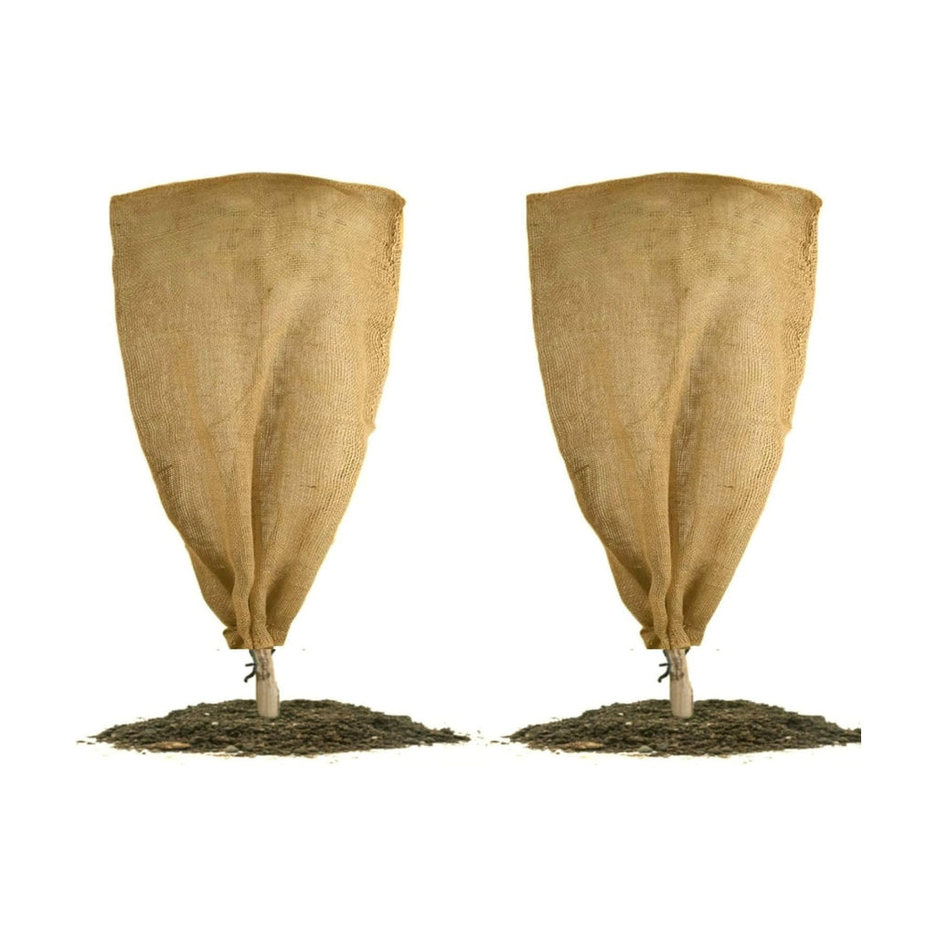Agfabric Burlap Plant Covers Freeze Protection, 63in x 48in Warm Plant Frost Blankets with Drawstring, Reusable Frost