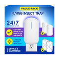2 Flying Insect Traps & 2 Cartridges - Compatible with Refills | Plug in Fruit Fly Trap for Indoor - Bug Catcher for