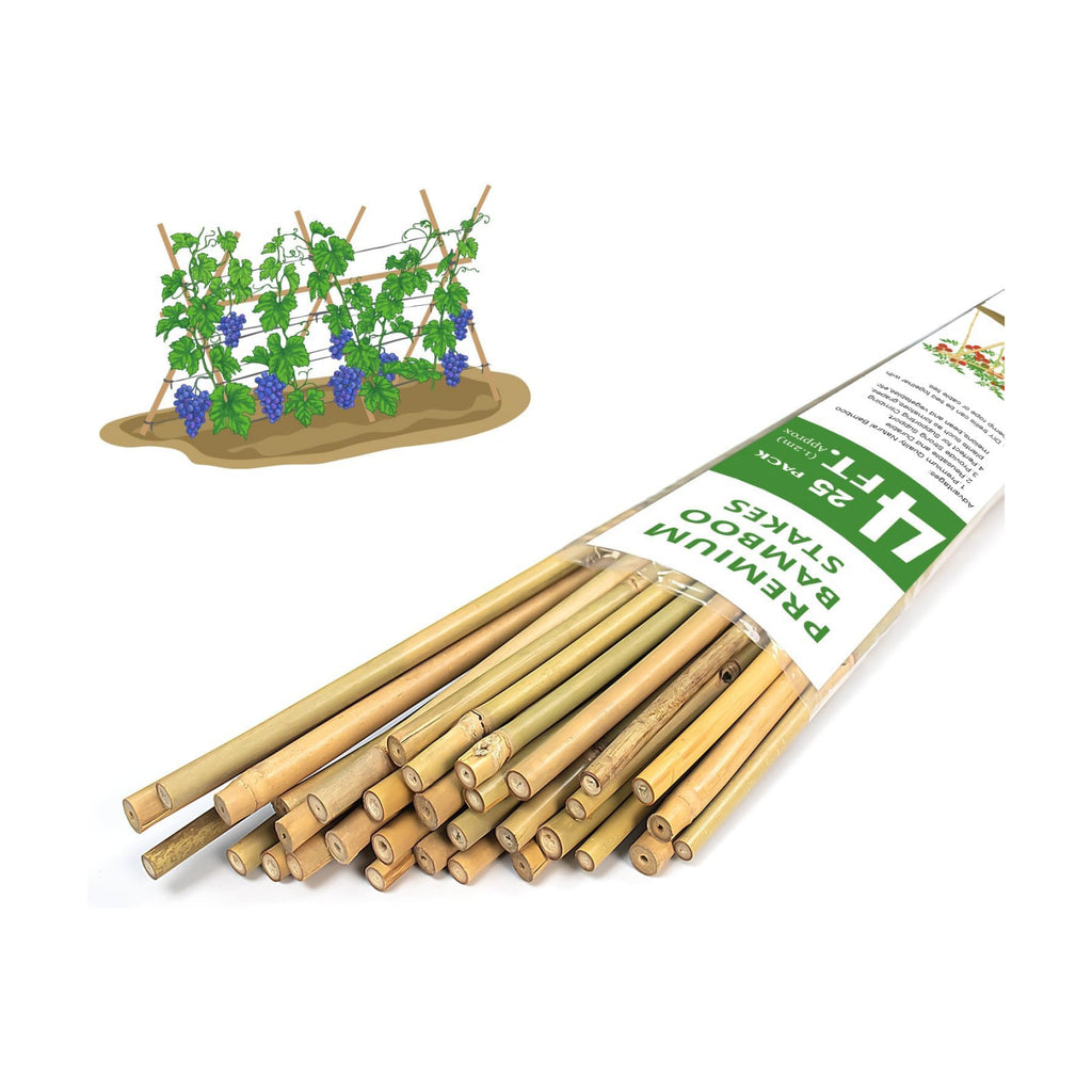 GAGINANG Natural Bamboo Garden Stakes, 4FT Trellis Plant Support 25Pcs | 4FT sturdy longer bamboo sticks for trellis