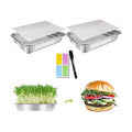 Microgreens Growing Kit 2-Tier 10.4 Inch Sprouting Trays | Stainless Steel Seed Sprouter with 0.3mm Encrypted Silicone