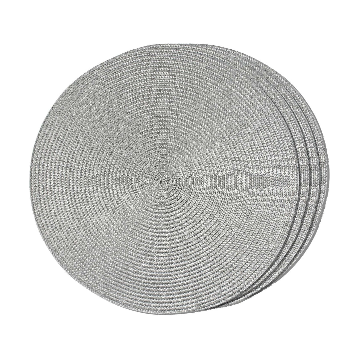 FunWheat Round Braided Placemats Set of 4 Table Mats for Dining Tables Woven Washable Non-Slip Place mats 15inch (Grey, 4pcs)
