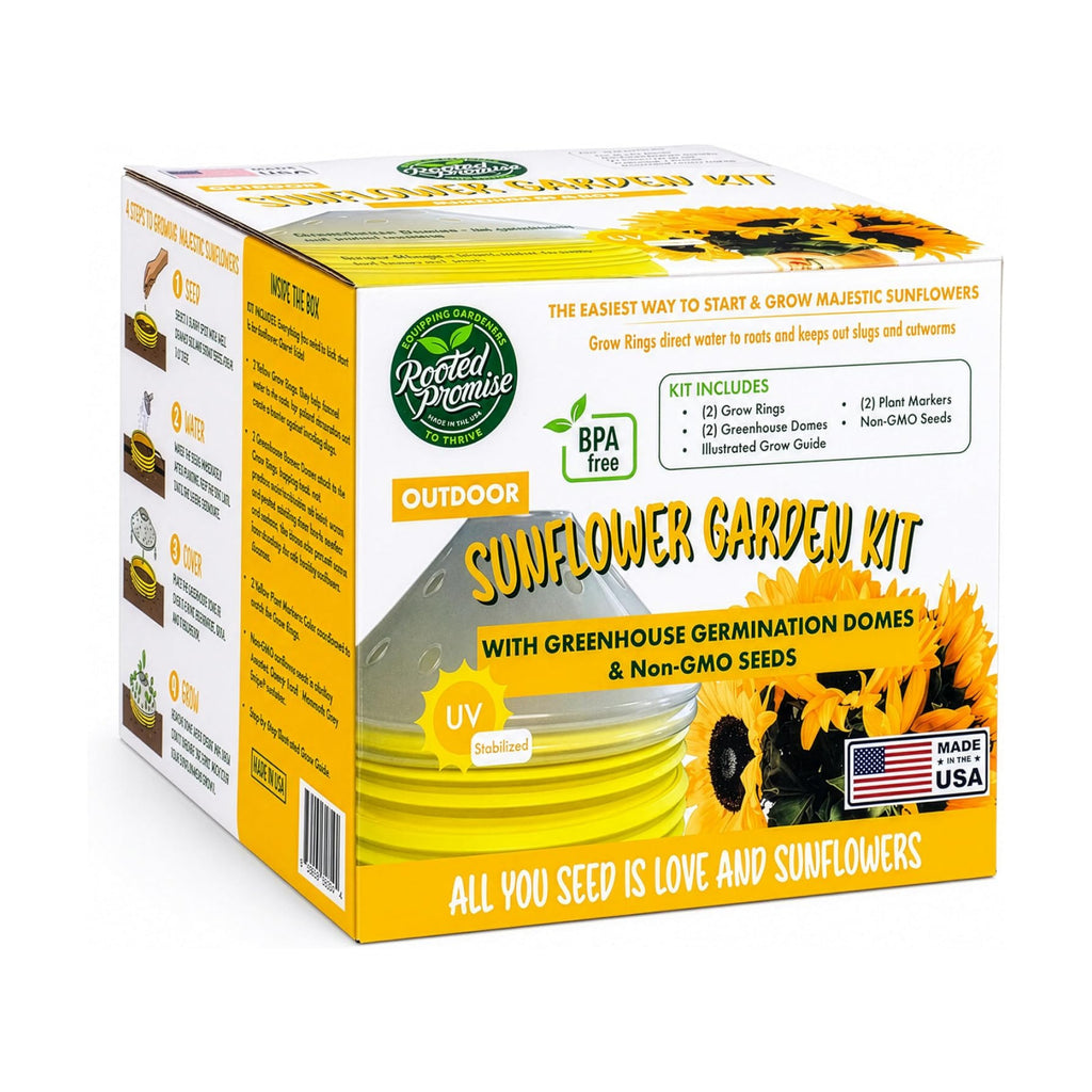 Kids Sunflower Garden Kit – Grow Your Own Sunflowers from Seeds with Greenhouse Germination Domes & Grow Rings, Non-GMO