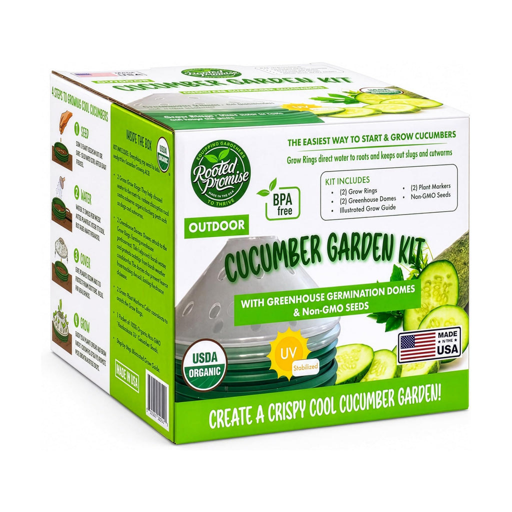 Kids Cucumber Garden Kit – Grow Your Own Cucumbers from Seeds with Greenhouse Germination Domes & Grow Rings, Non-GMO