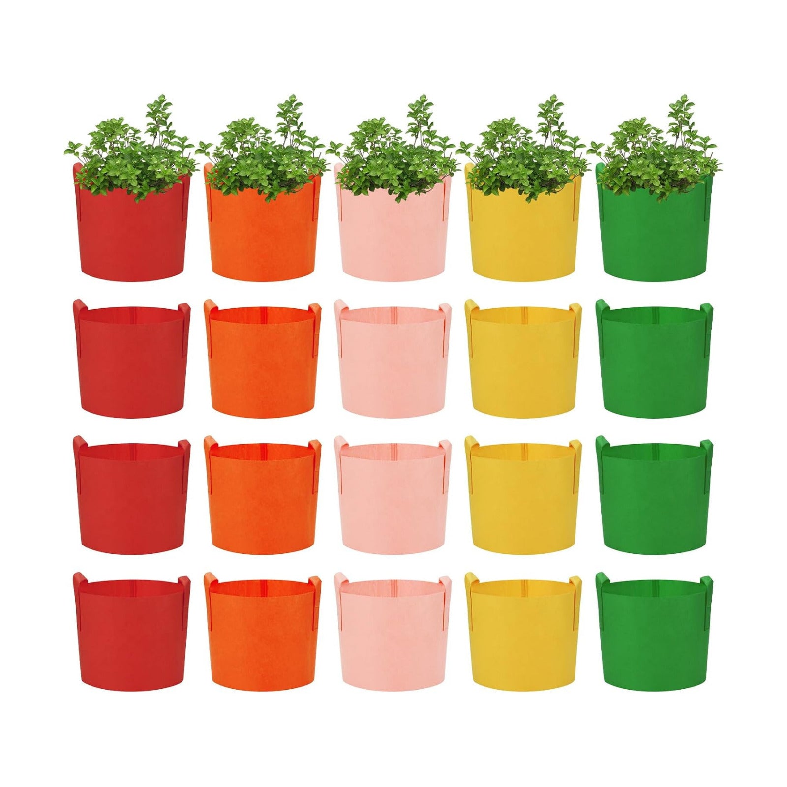 20 Pack 10 Gallon Grow Bags, Colorful Potato Plant Grow Bags with Handles, Nonwoven Fabric Garden Pots for Vegetable