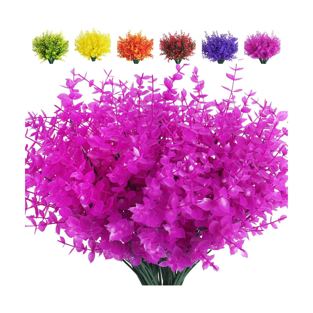 RECUTMS 8Pc Artificial Faux Plant Outdoor Spring Pure Eucalyptus Decoration
