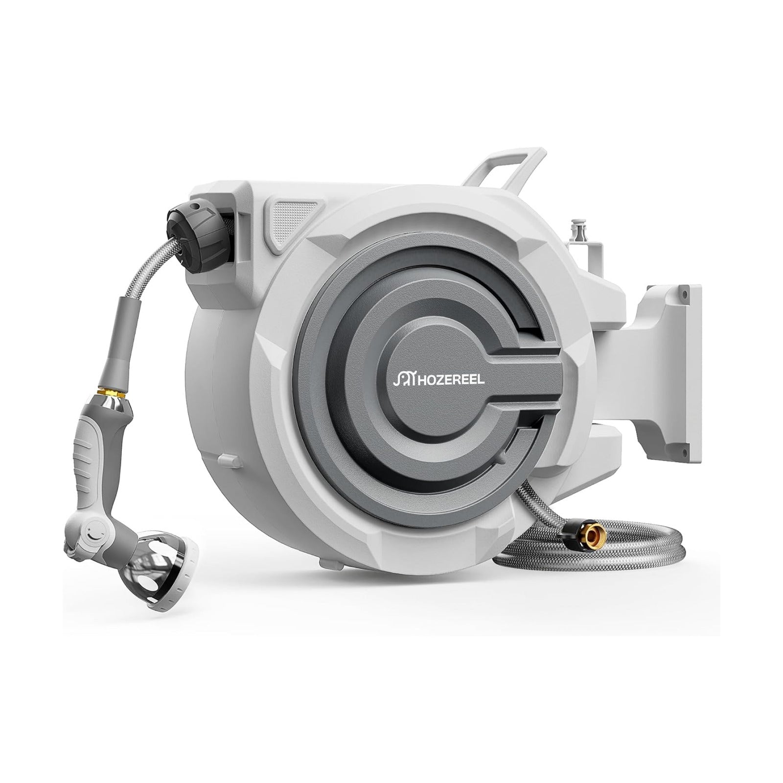 Retractable Garden Hose Reel 1/2" x 110ft | UV Resistant Automatic Slow Self Retract Hose Reel, 180°Swivel Wall Mount