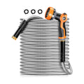Omont Metal Garden Hose 50FT, Heavy Duty 304 Stainless Steel Water Hoses with Nozzle, Flexible Garden Hose